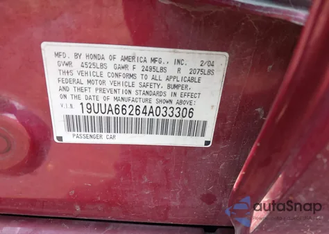 2004 Acura Tl z USA, uszkodzony, nr VIN 19UUA66264A033306